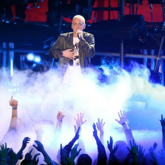 Eminem and Rihanna perform The Monster on stage during the 2014 MTV Movie Awards in Los Angeles