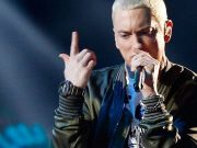 Eminem and Rihanna perform The Monster on stage during the 2014 MTV Movie Awards in Los Angeles