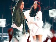 Eminem and Rihanna perform The Monster on stage during the 2014 MTV Movie Awards in Los Angeles