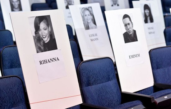 'Monster' stars Rihanna and Eminem have monster front row seats at this year's show. Can't wait to see what this star studded row looks like in real life.