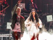 Eminem and Rihanna perform The Monster on stage during the 2014 MTV Movie Awards in Los Angeles