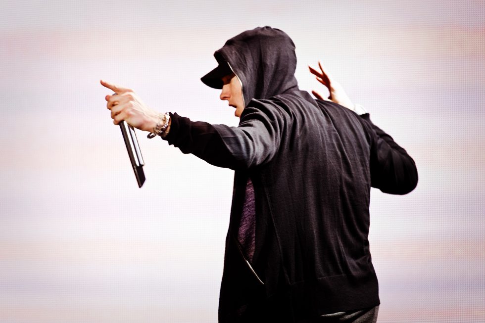 13 Sep 2010 --- USA - Music - Grammy Award winning American rapper Eminem performs in support of his album 'Recovery' on the 'Home and Home' tour at Yankee Stadium in New York. --- Image by © Chad Batka/Corbis