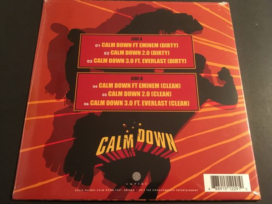 Almost three years later the single "Calm Down" performed by Busta Rhymes and Eminem came out on vinyl!