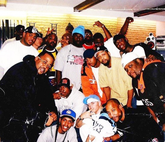 Kuniva: "The time when Eminem and Runyon Ave came to a surprise party at my crib in 2003 Mika Carlisle. threw for me. I was in the middle of recording my verse for "Get My Gun" for our 2nd album. Had to leave the lab for some made up reason she had and somehow they made it there before me and managed to jump out and yell "SURPRISE". Peep Ironsidehex (Hexmurda) with the trigger finger pointed at my head lol! Good times".