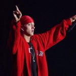 Eminem on stage at the Gig on the Green Festival in Glasgow Green