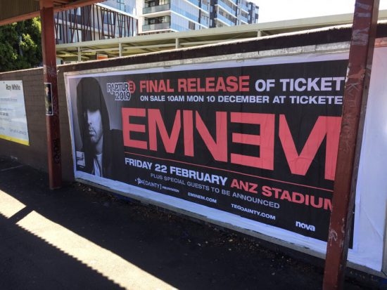 Eminem had announced the final release of tickets to his concert in Sydney on 22nd of February