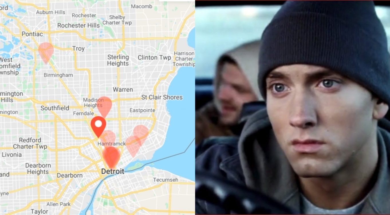 Check Out This “8 Mile” Filming Locations Map Eminem.Pro the