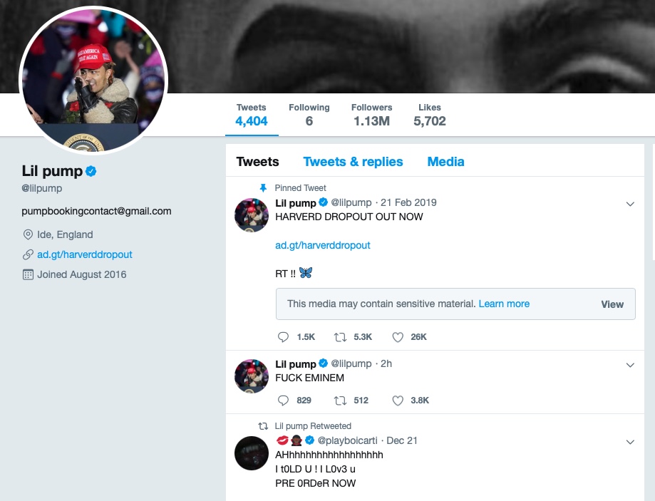 Lil Pump Deleted A Tweet In Which He Fucked Eminem Off