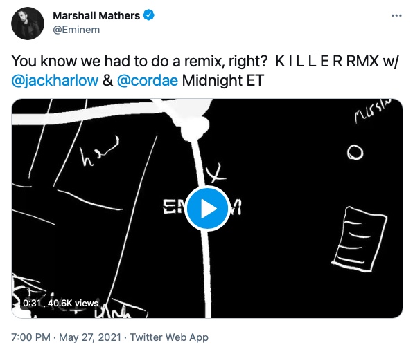 Eminem Announced "Killer" Remix with Cordae and Jack Harlow