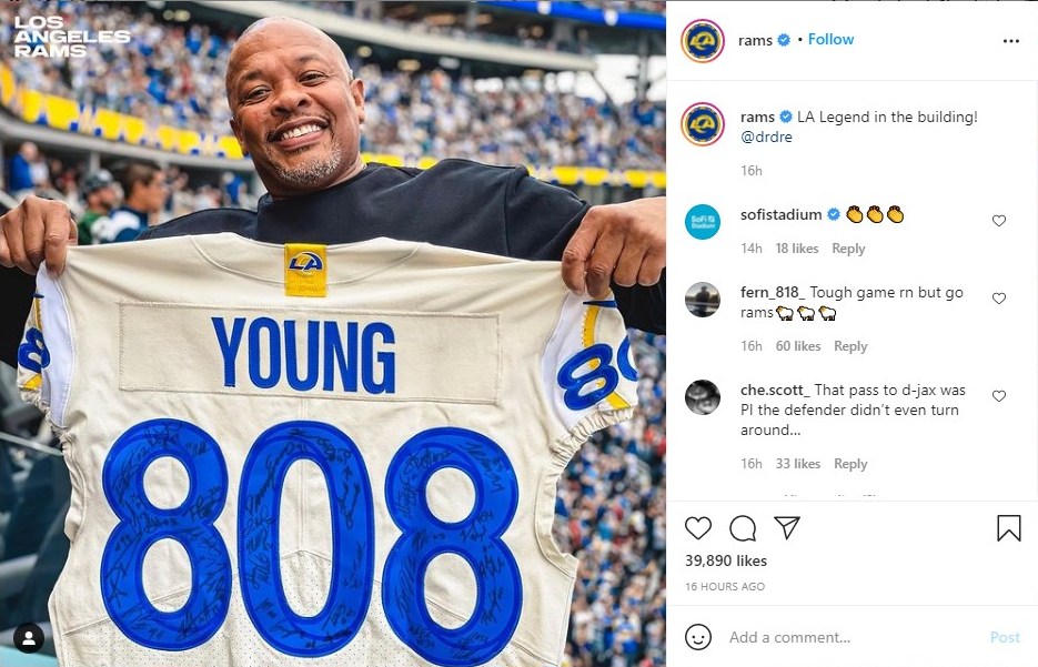 Dr. Dre Enjoys Time Off Studio Dancing At Rams Game