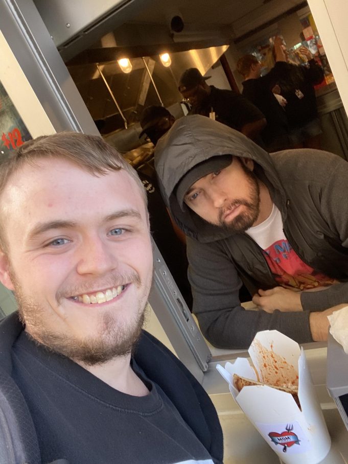 Eminem Treats His Fans With Spaghetti In His New Mom's Spaghetti Diner