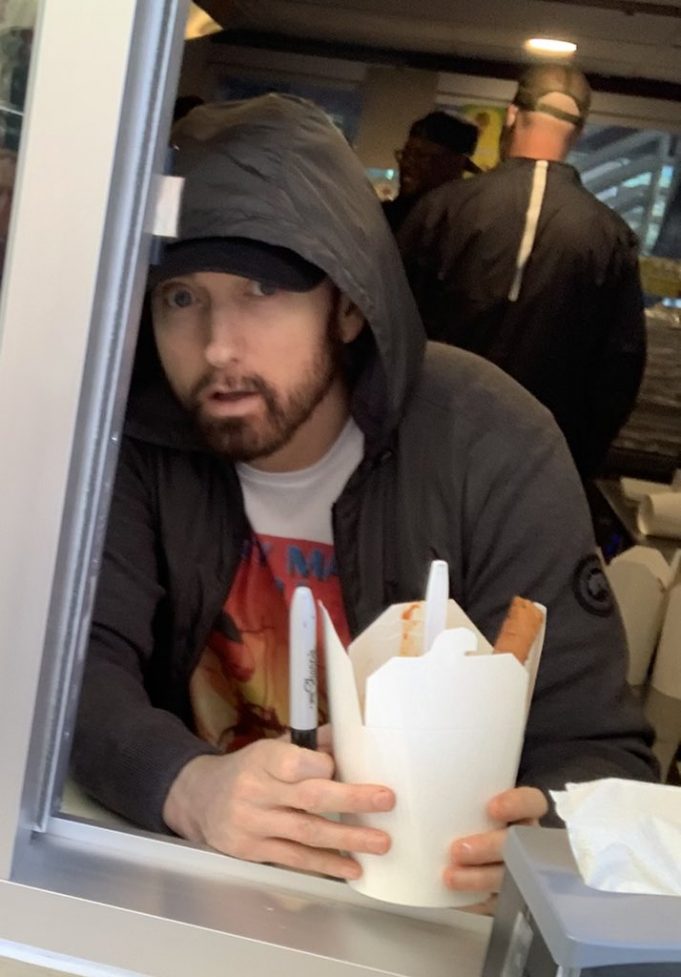 Eminem Treats His Fans With Spaghetti In His New Mom's Spaghetti Diner