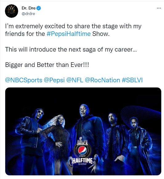 2022 Pepsi Super Bowl Halftime Show: Dr. Dre, Snoop Dogg, Eminem