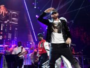 CLEVELAND, OHIO – OCTOBER 30: Eminem performs onstage during the 36th Annual Rock & Roll Hall Of Fame Induction Ceremony at Rocket Mortgage Fieldhouse on October 30, 2021 in Cleveland, Ohio. (Photo by Kevin Mazur/Getty Images for The Rock and Roll Hall of Fame )