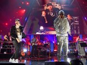 CLEVELAND, OHIO – OCTOBER 30: Eminem and LL Cool J perform onstage during the 36th Annual Rock & Roll Hall Of Fame Induction Ceremony at Rocket Mortgage Fieldhouse on October 30, 2021 in Cleveland, Ohio. (Photo by Kevin Mazur/Getty Images for The Rock and Roll Hall of Fame )