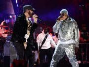 CLEVELAND, OHIO – OCTOBER 30: Eminem and LL Cool J perform onstage during the 36th Annual Rock & Roll Hall Of Fame Induction Ceremony at Rocket Mortgage Fieldhouse on October 30, 2021 in Cleveland, Ohio. (Photo by Dimitrios Kambouris/Getty Images for The Rock and Roll Hall of Fame )