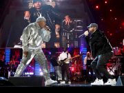 CLEVELAND, OHIO – OCTOBER 30: LL Cool J and Eminem perform onstage during the 36th Annual Rock & Roll Hall Of Fame Induction Ceremony at Rocket Mortgage Fieldhouse on October 30, 2021 in Cleveland, Ohio. (Photo by Kevin Kane/Getty Images for The Rock and Roll Hall of Fame )
