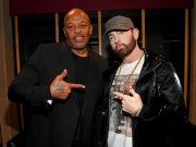 CLEVELAND, OHIO – OCTOBER 30: Dr. Dre and Eminem pose backstage during the 36th Annual Rock & Roll Hall Of Fame Induction Ceremony at Rocket Mortgage Fieldhouse on October 30, 2021 in Cleveland, Ohio. (Photo by Kevin Mazur/Getty Images for The Rock and Roll Hall of Fame )