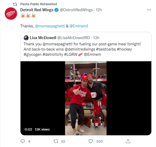 Eminem Sends Detroit Red Wings Post-Match Spaghetti 