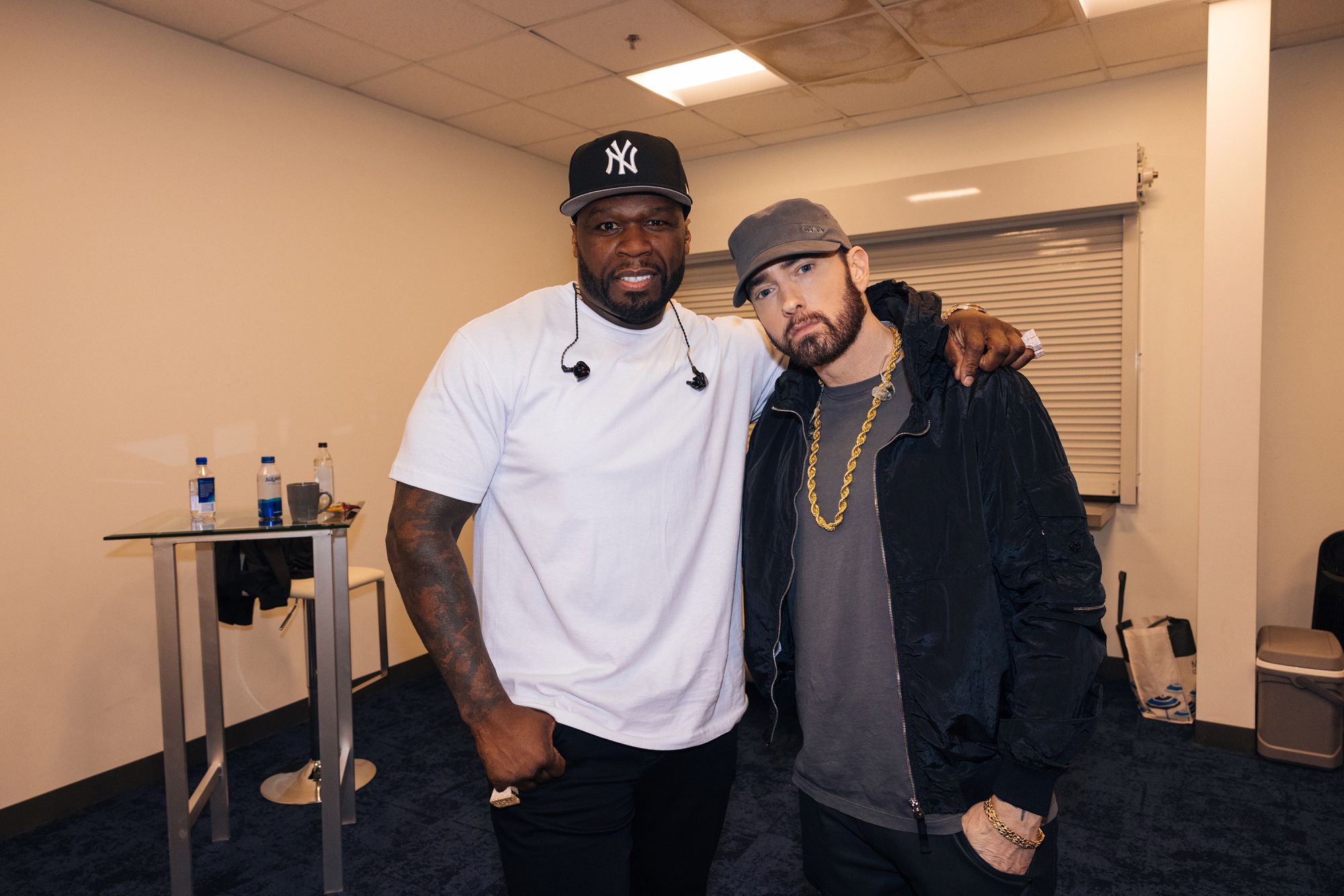 50 Cent and Eminem, Super Bowl 2022. Photo by Jeremy Deputat