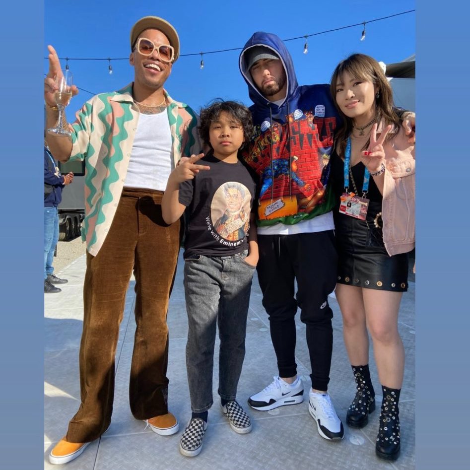 Anderson .Paak his family and Eminem, Super Bowl 2022. Photo by Jeremy Deputat 