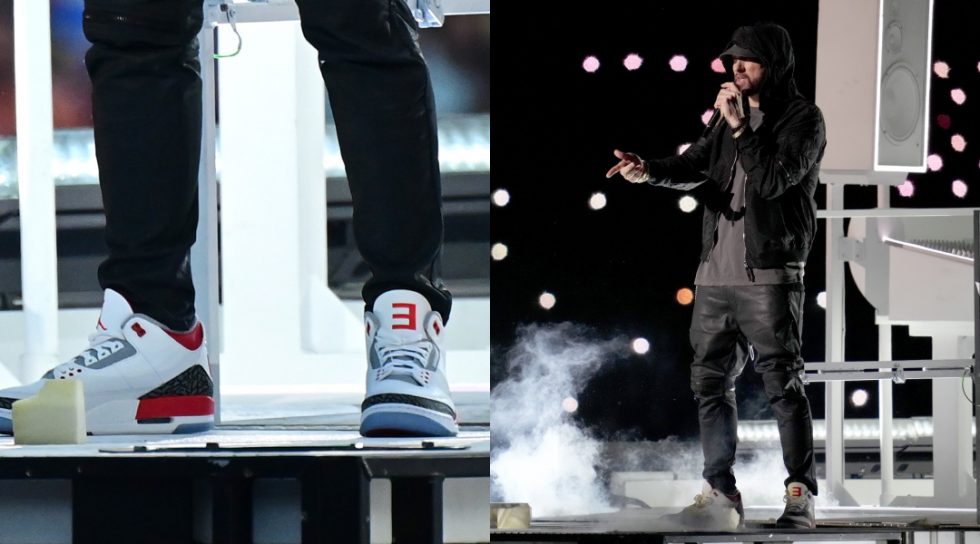 Eminem Previews the Air Jordan 3 'Slim Shady' PE's at the Super