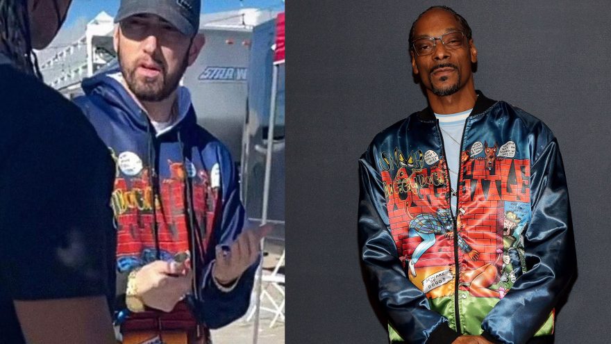 Eminem Pays Tribute to Snoop Dogg and His Album "Doggystyle" Print on His Hoodie