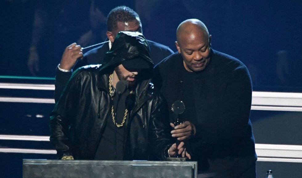 Dr. Dre inducts Eminem into the Rock & Roll Hall of Fame