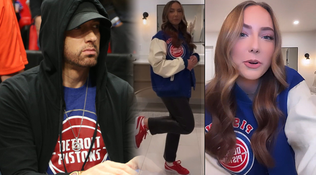 Eminem's daughter Hailie Jade Mathers steals her dad's Detroit Pistons  jacket to go to the game