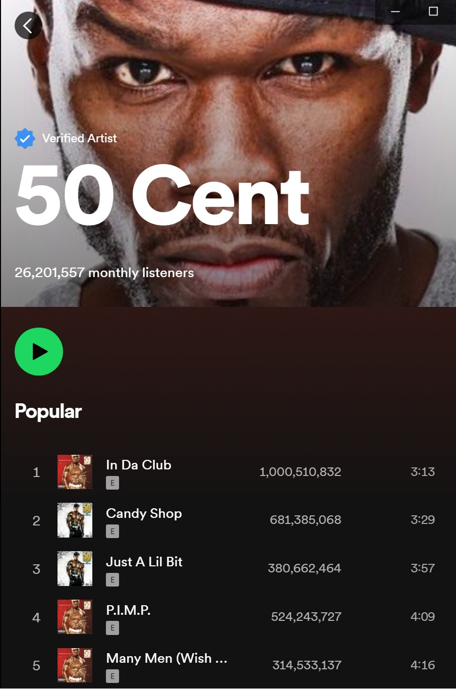50 Cent — “In Da Club” Surpassed 1 Billion Streams on Spotify   - the biggest and most trusted source of Eminem