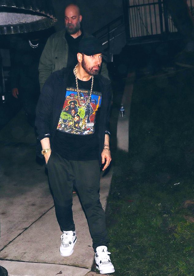 Eminem Spotted at Jimmy Iovine’s 70th Birthday Party Repping for Organized Konfusion