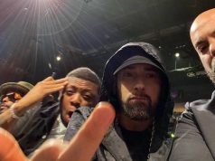 Eminem Enjoys Crawford’s Fight From Front Row Seats with Paul Rosenberg, Mr. Porter, Royce 5’9