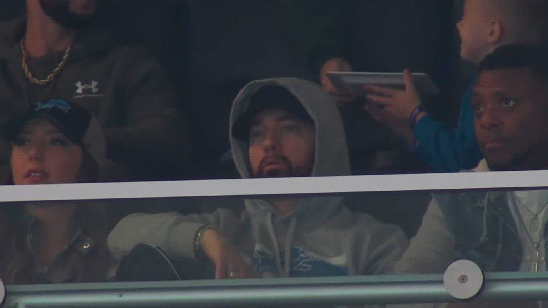 Eminem, Hailie and Mr. Porter Watching Detroit Lions vs Carolina Panthers Match Together at Ford Field Stadium