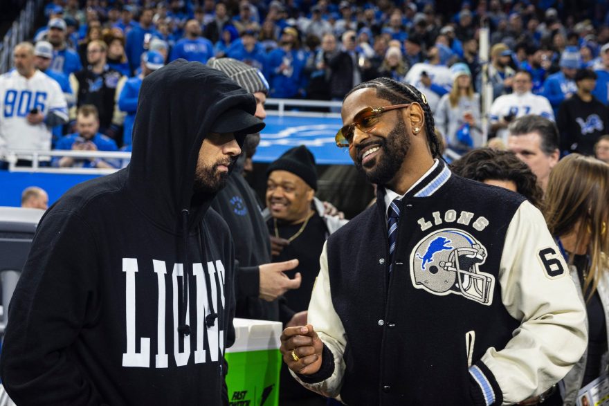 Eminem, Big Sean. Lions vs. Rams game Detroit 01.14.2024