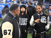 Barry Sanders, Eminem, Big Sean. Lions vs. Rams game Detroit 01.14.2024