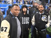 Barry Sanders, Eminem, Paul Rosenberg, Big Sean. Lions vs. Rams game Detroit 01.14.2024