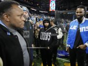 Barry Sanders, Eminem, Paul Rosenberg, Calvin Jonson. Lions vs. Rams game Detroit 01.14.2024