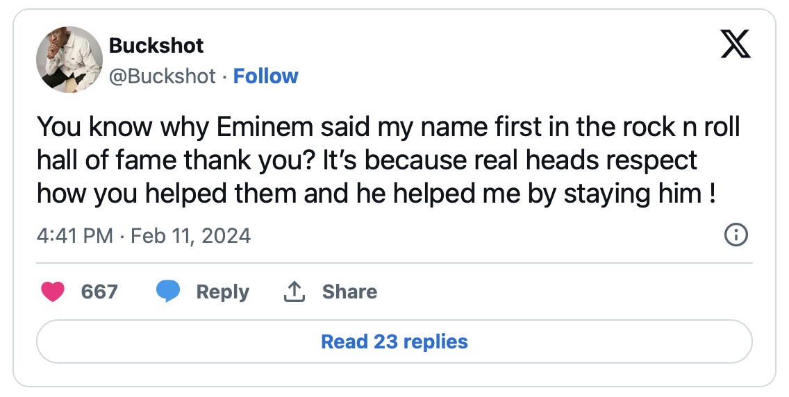 Buckshot Pays Eminem Respect for Hall of Fame Shout Out
