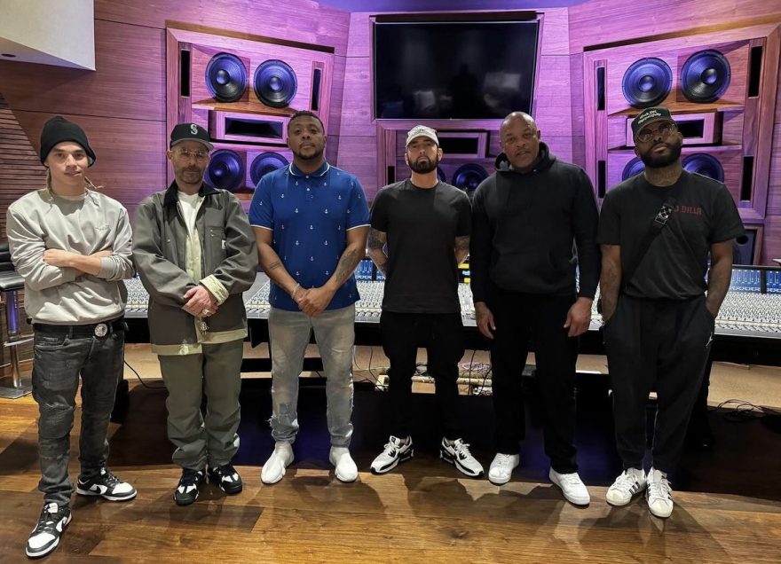 📸 Ez Mil, The Alchemist, Mr. Porter, Eminem, Dr. Dre and Royce 5.9 📌New Eminem's Album Listening Party | 3-21-24 At Dr. Dre‘s House