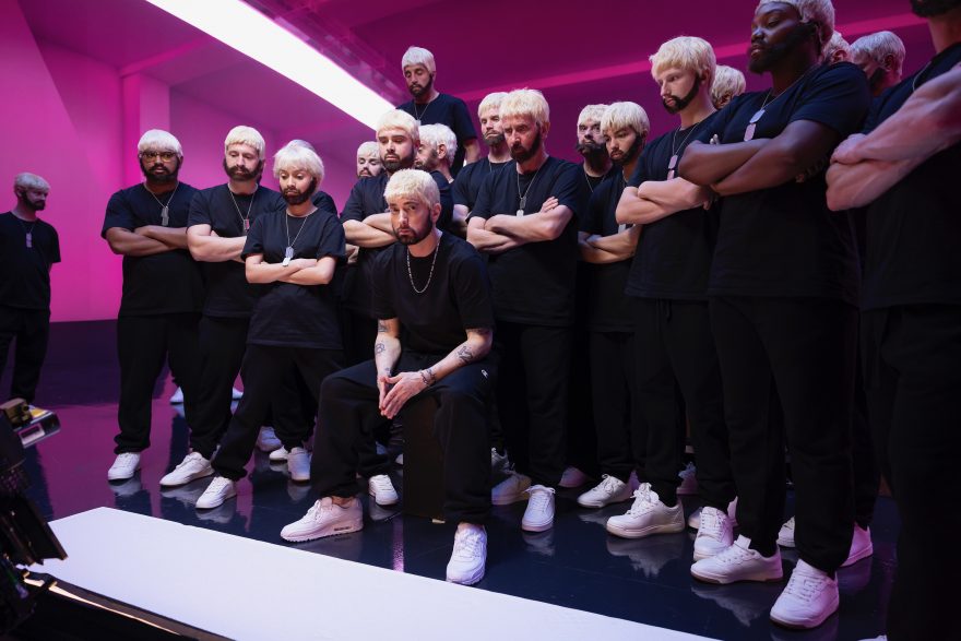 Eminem 2024 / behind the scenes shots from the Houdini shoot. Photo by Jeremy Deputat