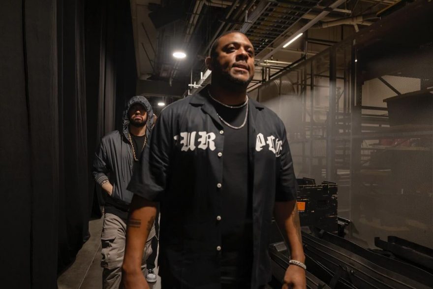 Eminem and Mr. Porter Performing in Los Angeles at the Crawford vs. Madrimov Boxing Match, BMO Stadium, 08.03.2024, photo by Jeremy Deputat