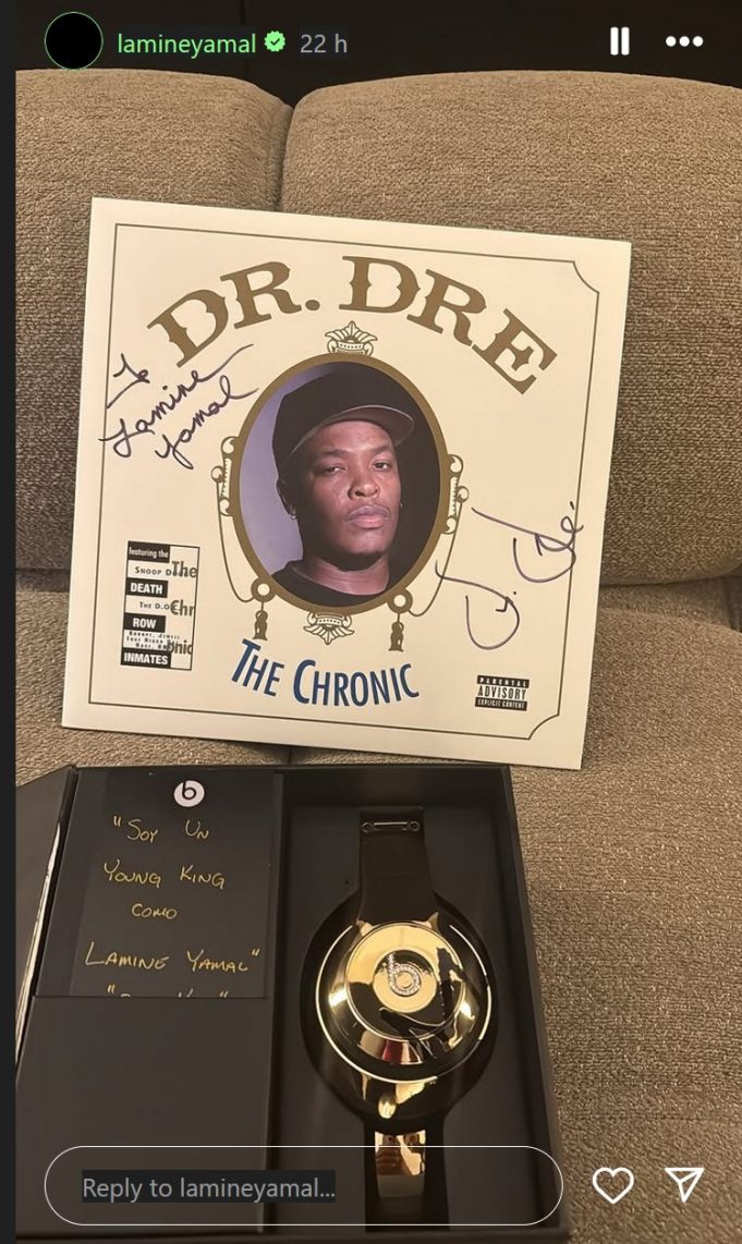 Dr. Dre gifted Lamine Yamal gold Beats